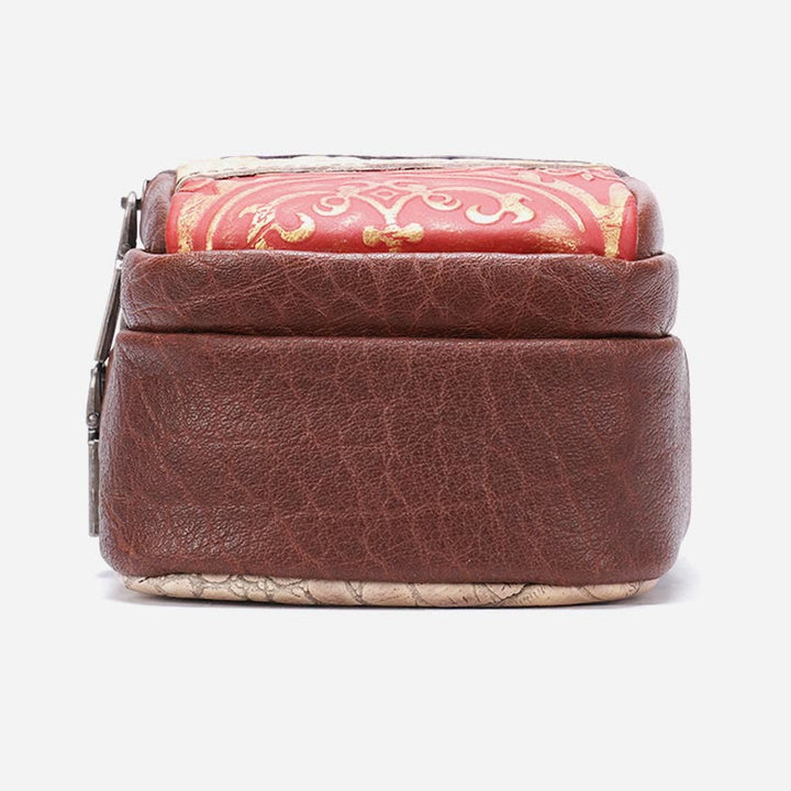 Handytasche für Damen, Umhängetasche aus Leder mit zufälligen Nähten und Farbe