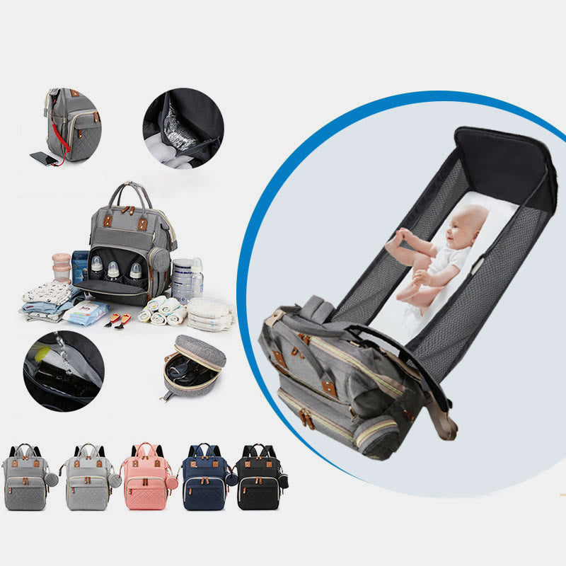 Multifunktionale Mama-Tasche mit Kinderbett, einfacher wasserdichter Oxford-Rucksack