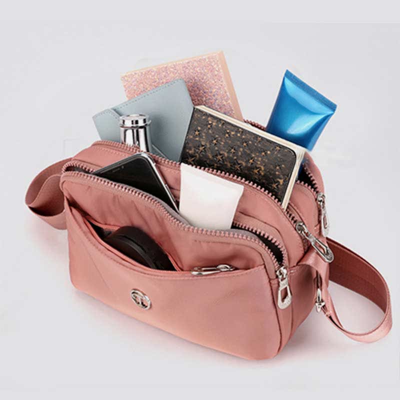 Kleine Umhängetasche mit dreifachem Reißverschluss für Damen, leichte, lässige Schultertasche
