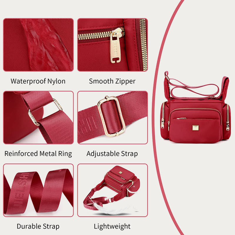 Umhängetasche aus Nylon für Damen, für das tägliche Outfit, mehrere Taschen, Geldbörse