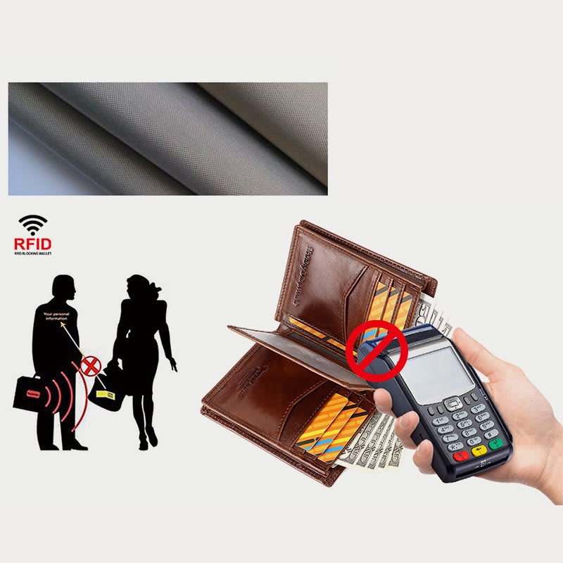 Vertikale Brieftasche RFID Airtag Echtes Leder Sanfte Kette Geldbörse für Männer