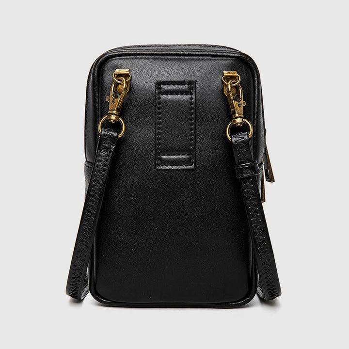 Handytasche für Damen, schwarze, tragbare Reisetasche im Punk-Stil