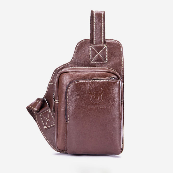 Schultertasche aus echtem Leder mit großem Fassungsvermögen