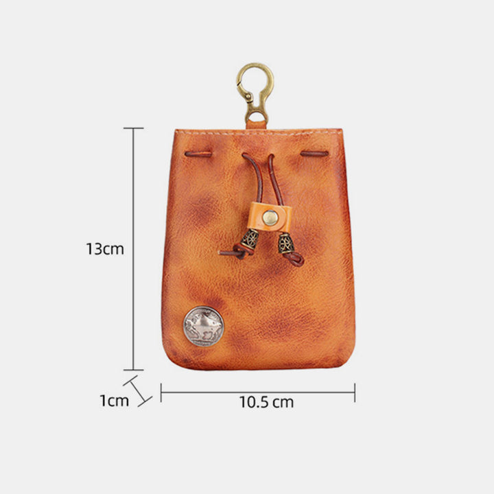 Vielseitig verwendbare Kordelzugtasche aus echtem Leder für Münzen und Schmuck