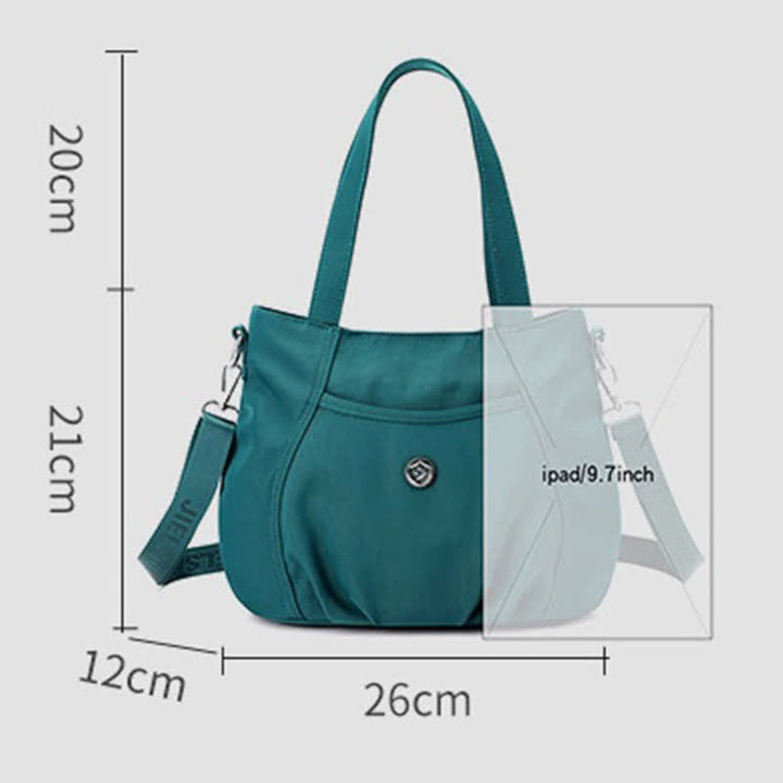 Leichte Umhängetasche aus Nylon mit mehreren Taschen und Reißverschlusstasche für Damen