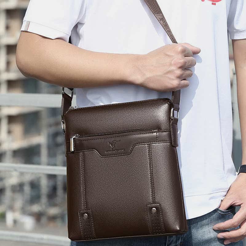 Kleine Umhängetasche aus Leder für Herren, lässige Business-Handtasche, Umhängetasche