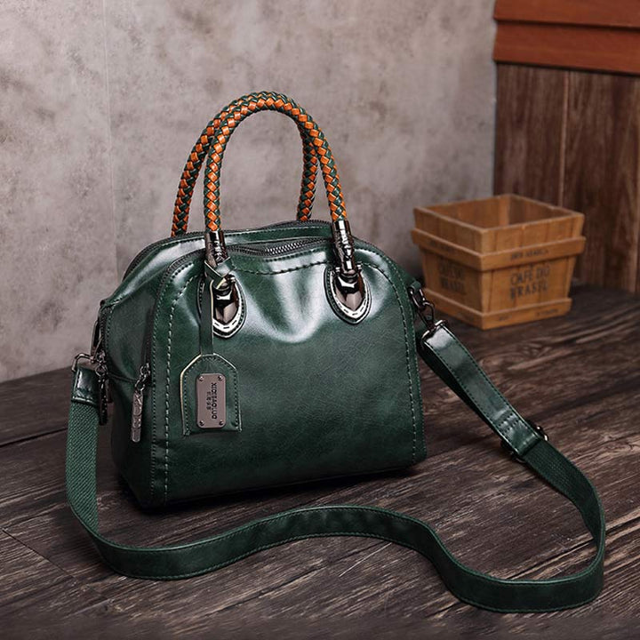 Vintage Leder Satchel Handtasche Top-Griff Tasche mit Cross Body Strap
