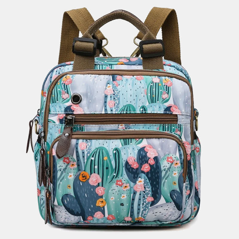 Multifunktionaler wasserdichter Rucksack mit Blumendruck, Wickeltasche mit Blumenmuster, Umhängetasche 