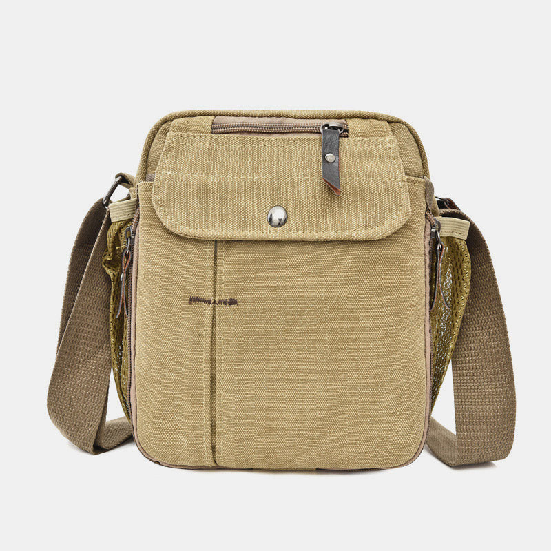 Kleine Umhängetasche für Herren mit mehreren Fächern, Reisetasche aus Canvas