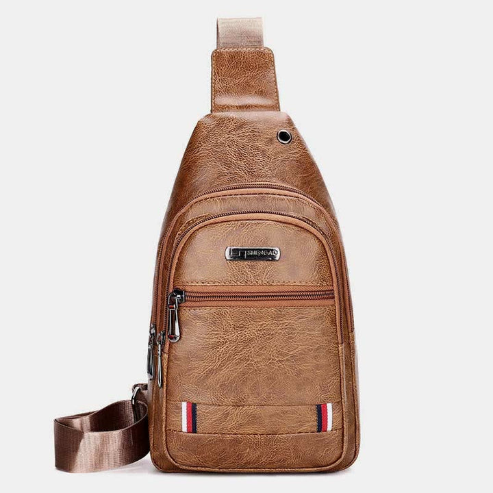 Leder-Umhängetasche für Herren, für Outdoor-Reisen, Brusttasche, Tagesrucksack