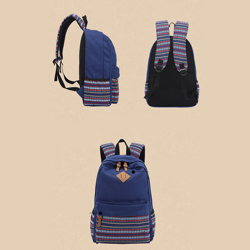 Rucksack für Frauen Bunter Streifen Benutzerdefinierter Canvas Student Sport Daypack