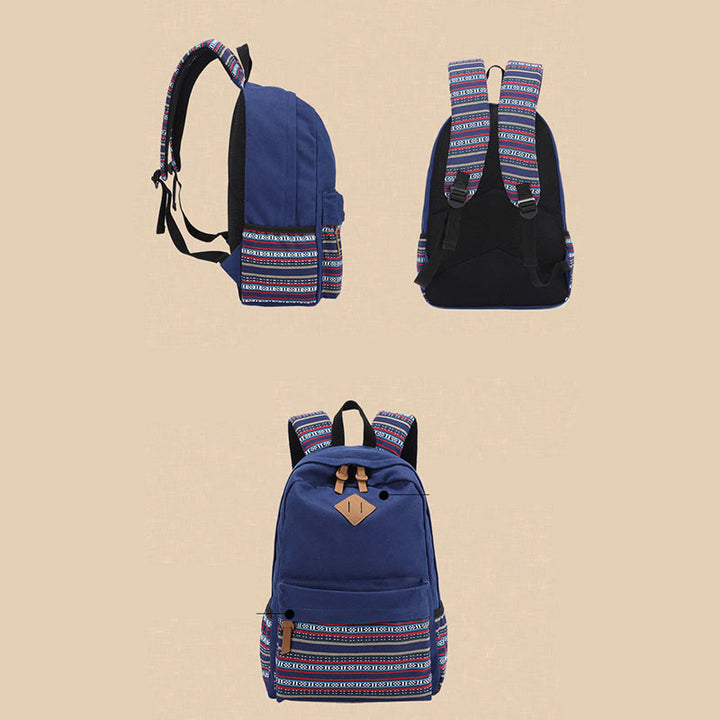 Rucksack für Frauen Bunter Streifen Benutzerdefinierter Canvas Student Sport Daypack