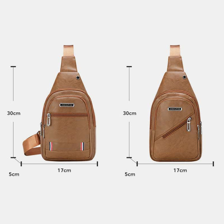 Sling Bag für Herren, wasserdichte Business-Umhängetasche aus braunem Leder