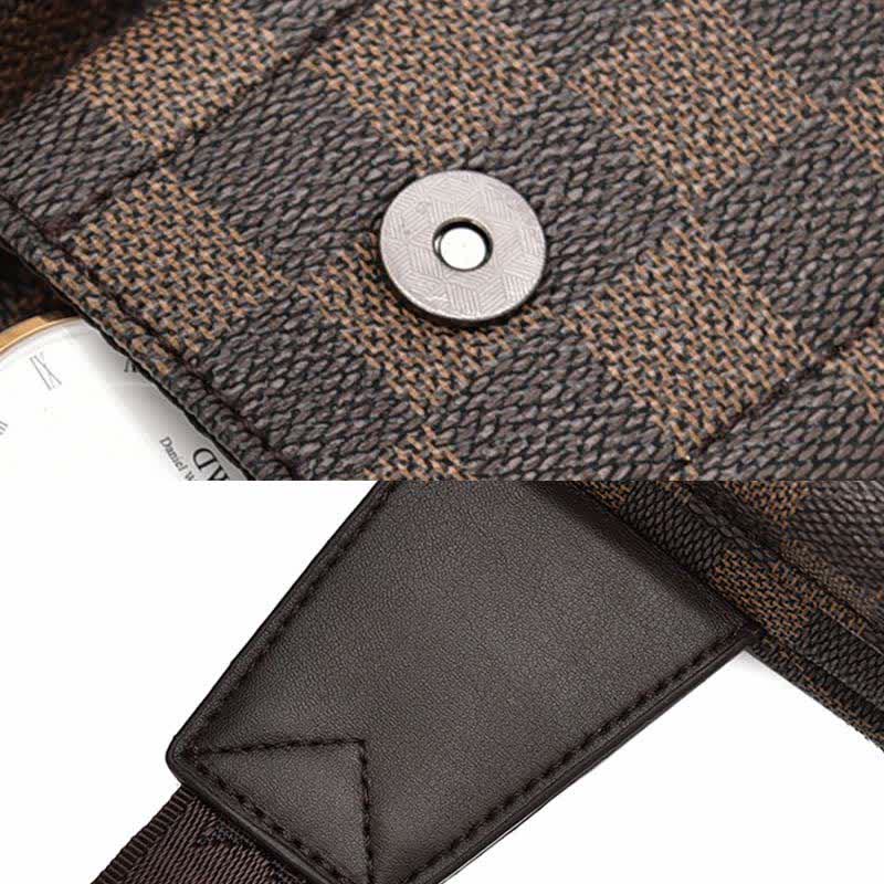 Gürteltasche für Herren, Leder, kariert, Reise-Umhängetasche, Brusttasche