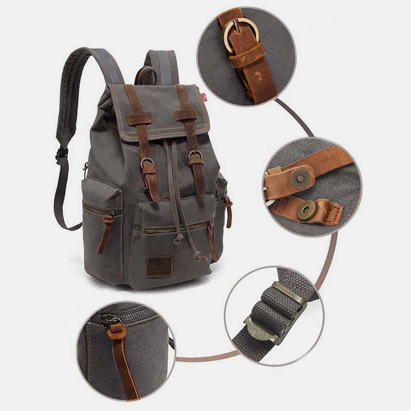 Großer Canvas-Rucksack im Vintage-Stil