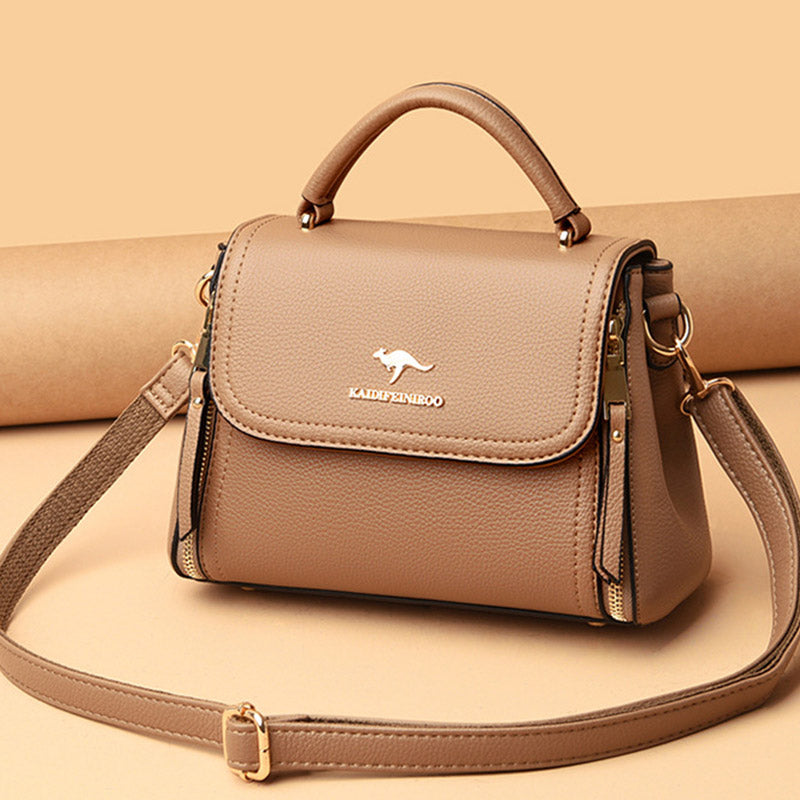 Doppelfach Top Griff Satchel Leder Umhängetasche Geldbörse Handtasche