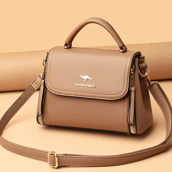 Doppelfach Top Griff Satchel Leder Umhängetasche Geldbörse Handtasche