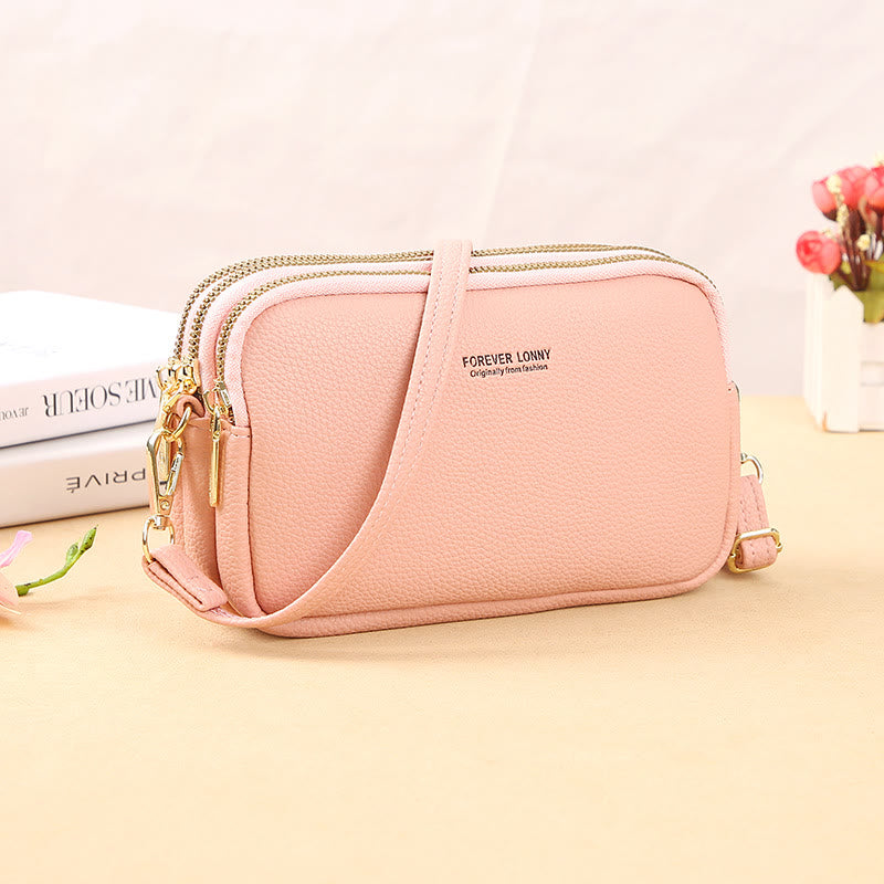 Handytasche mit drei Fächern für Damen, große Umhängetasche