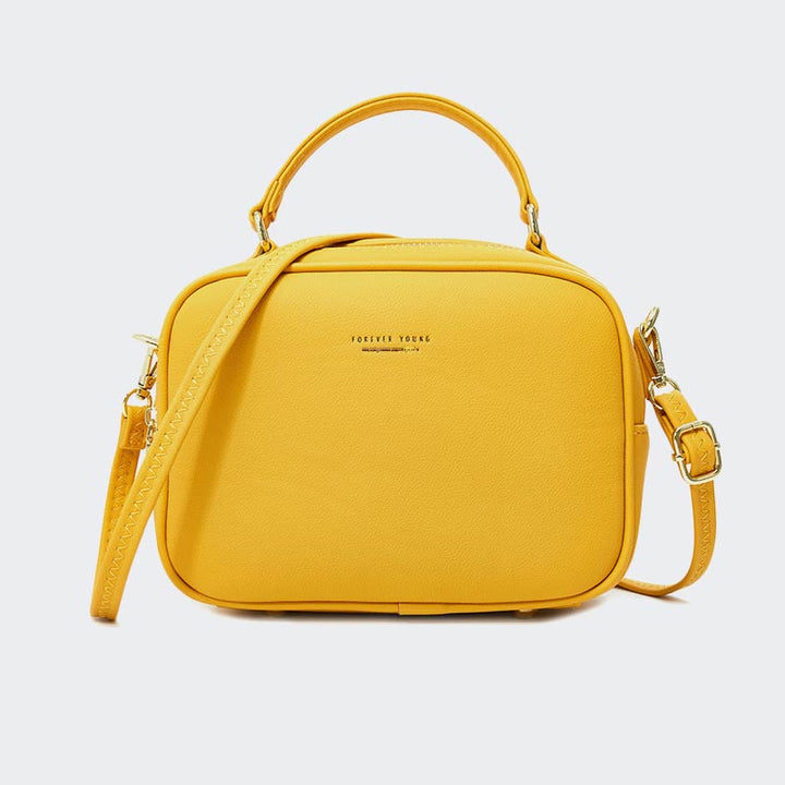 Tasche mit Henkel oben für Damen, einfache Umhängetasche aus einfarbigem PU-Leder