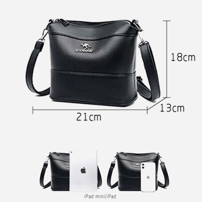 Leder-Beuteltasche für Damen, kleine Umhängetasche mit Crossbody-Gurt