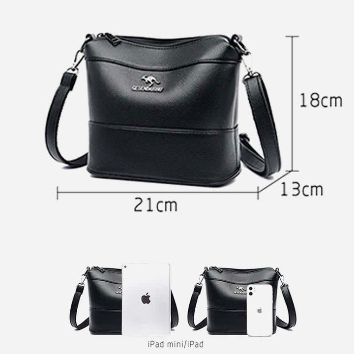Leder-Beuteltasche für Damen, kleine Umhängetasche mit Crossbody-Gurt