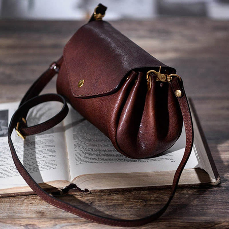 Umhängetasche für Damen, leichte Tasche aus weichem Leder mit mehreren Fächern