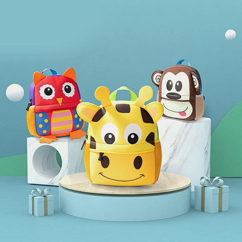 Rucksack für Kinder, süßes Cartoon-Tiermuster, Nylon, Schultasche