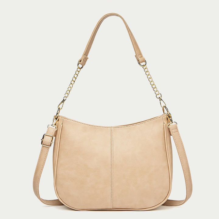 Umhängetasche für Damen mit doppeltem Riemen, elegante Tasche aus PU-Leder