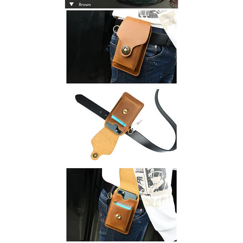 Echtes Leder Telefon Holster für Männer EDC Telefon Gürtel Pack Tasche