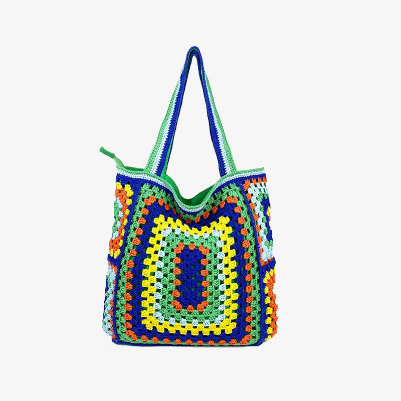 Vintage Tote für Frauen tragbare Pendlertasche handgestrickte Schultertasche