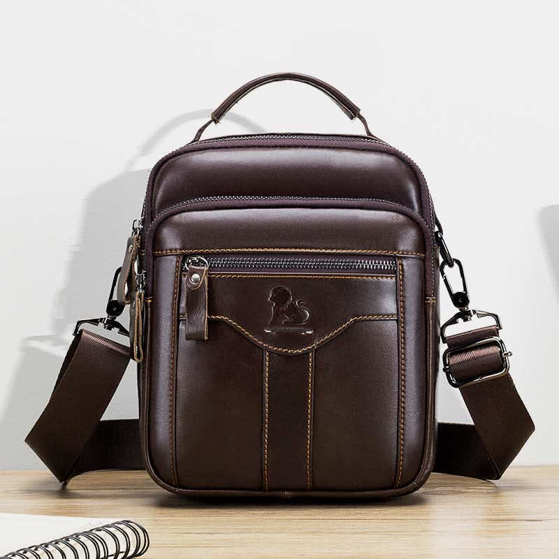 Kleine Umhängetasche aus echtem Leder mit mehreren Taschen, Schultertasche, Reisetragetasche