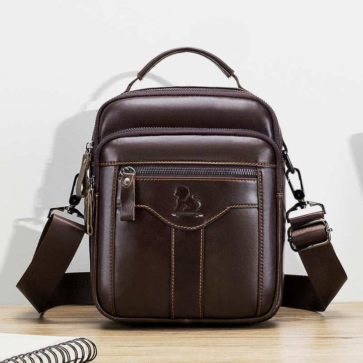 Kleine Umhängetasche aus echtem Leder mit mehreren Taschen, Schultertasche, Reisetragetasche