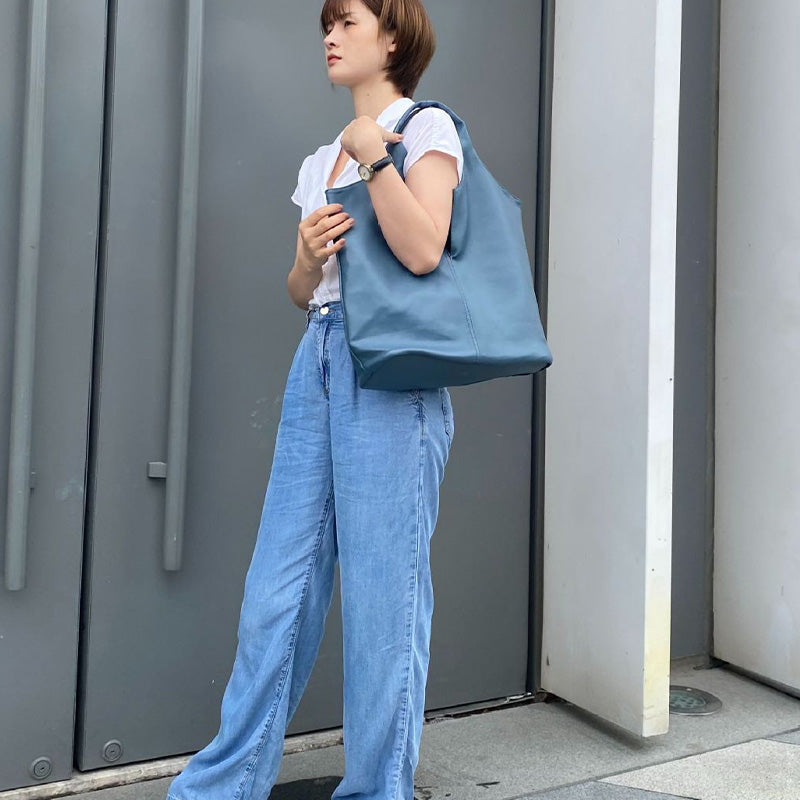 Leder Tote Schultertasche für Frauen Doppelseitige Hobo Geldbörse Bucket Handtasche
