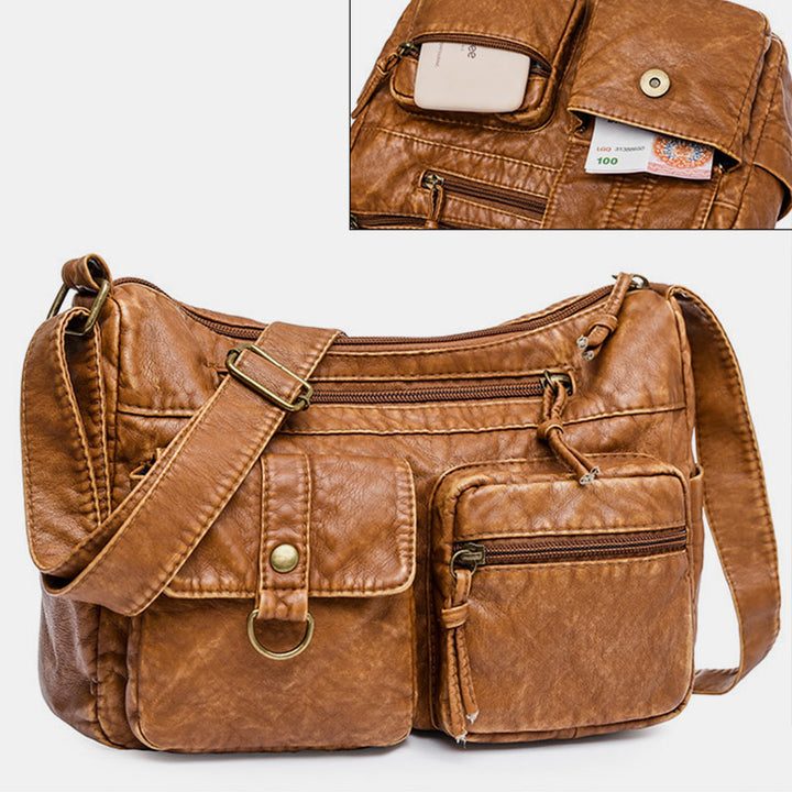 Umhängetasche im Vintage-Stil mit vielen Taschen und großem Fassungsvermögen