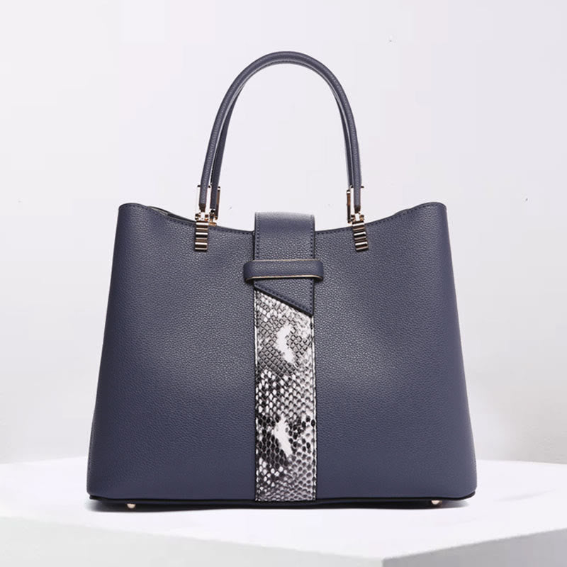 Damen Elegante Handtasche Schlangenhaut Textur Dekor Strapazierfähiges Leder Tote