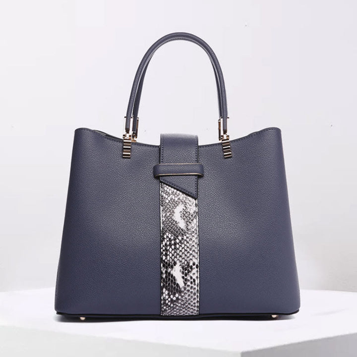 Damen Elegante Handtasche Schlangenhaut Textur Dekor Strapazierfähiges Leder Tote