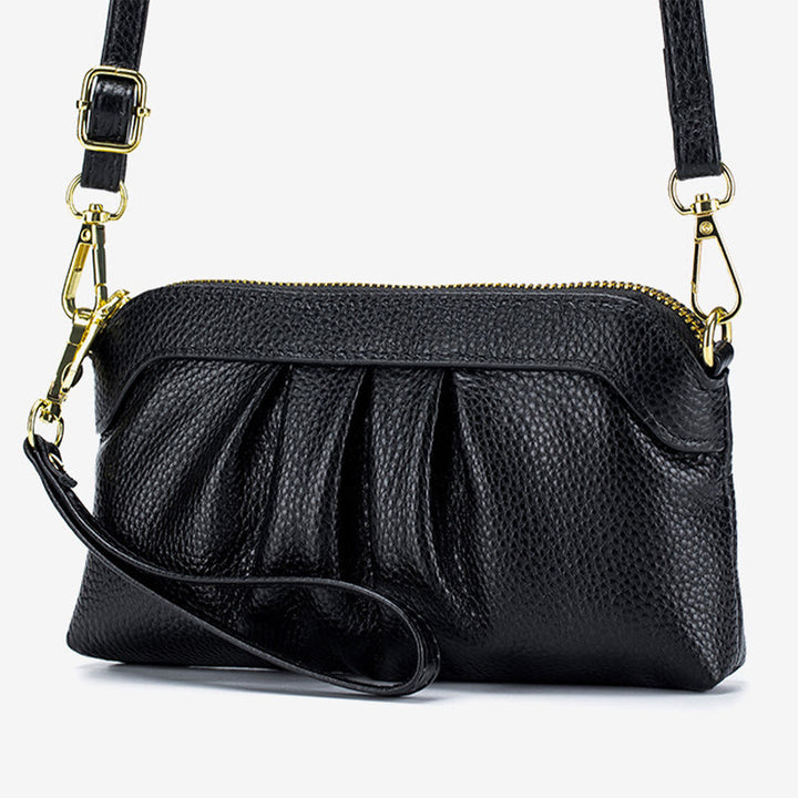 Clutch aus echtem Leder für Damen, Handgelenktasche, Umhängetasche
