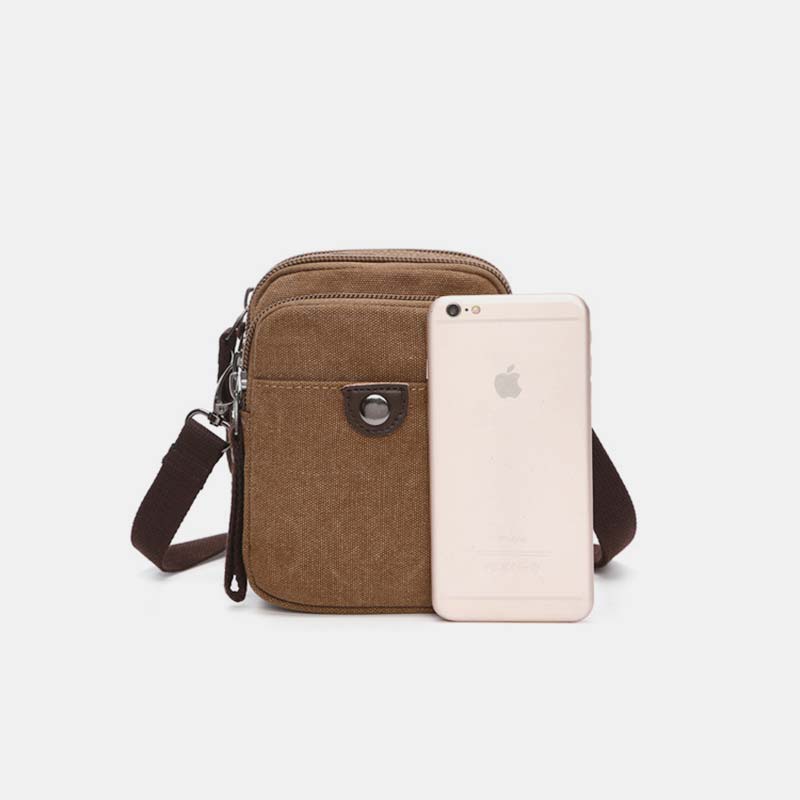 Umhängetasche aus Canvas für Herren mit mehreren Taschen und verstellbarem Schultergurt