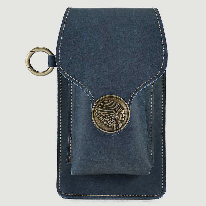 Vintage Leder Flip Handytasche Gürteltasche mit Zigarettenfach