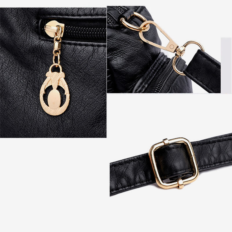 Umhängetasche mit mehreren Taschen für Damen, bunt, groß, Leder, Umhängetasche