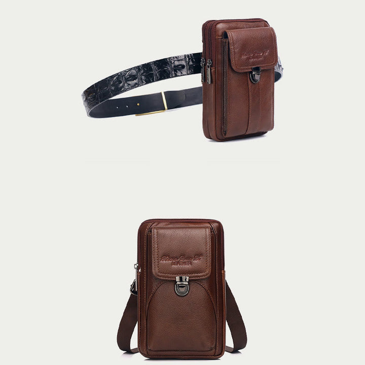 Kleine Umhängetasche für Herren, Business-Tasche aus echtem Leder, tragbar