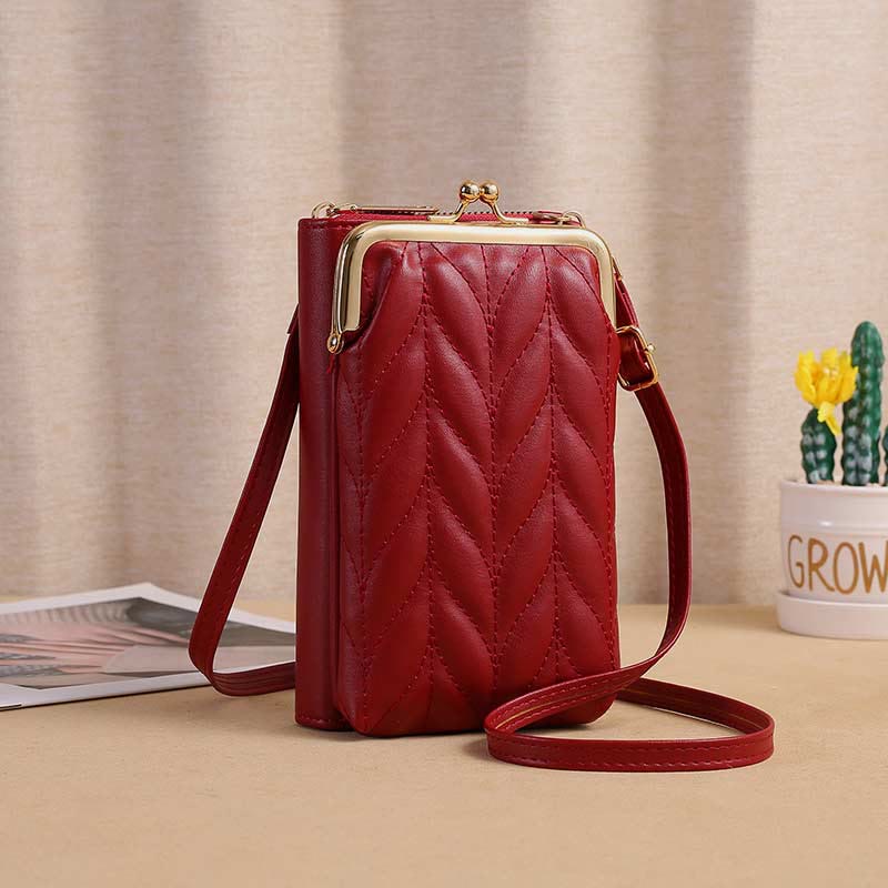 Leder-Handytasche für Damen, große Kapazität, Umhängetasche, Münzgeldbörse