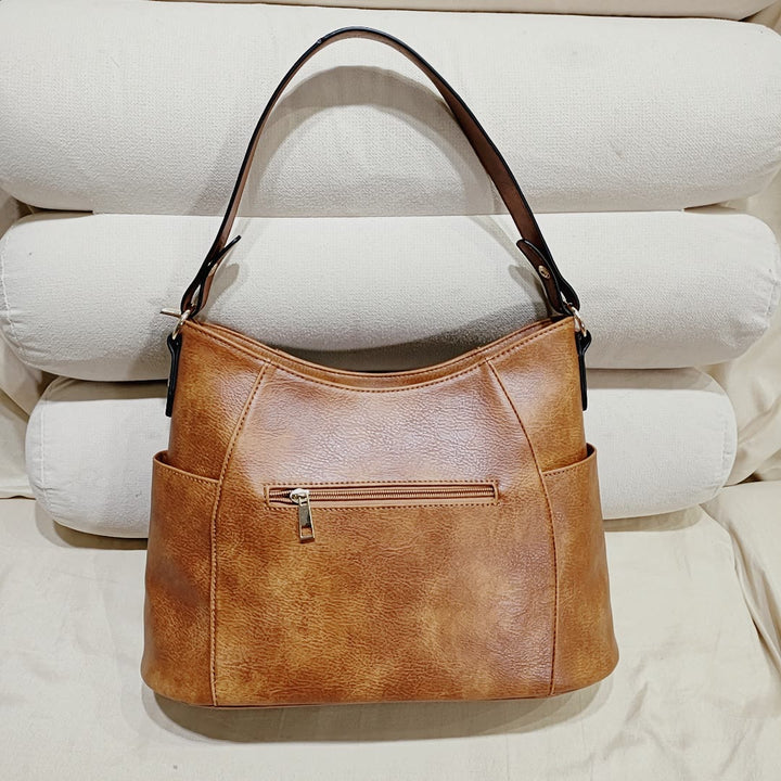 Elegante Umhängetasche für Damen mit Doppelreißverschluss und Quaste aus Leder