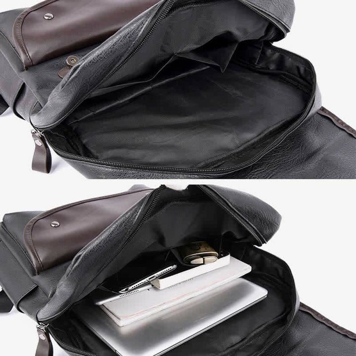 Laptop-Rucksack aus Leder für Herren, großes Fassungsvermögen, für Uni, Reisen, Büro, Tagesrucksack