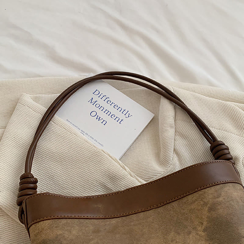 Vintage Bucket Bag für Damen aus veganem Leder für die Achsel