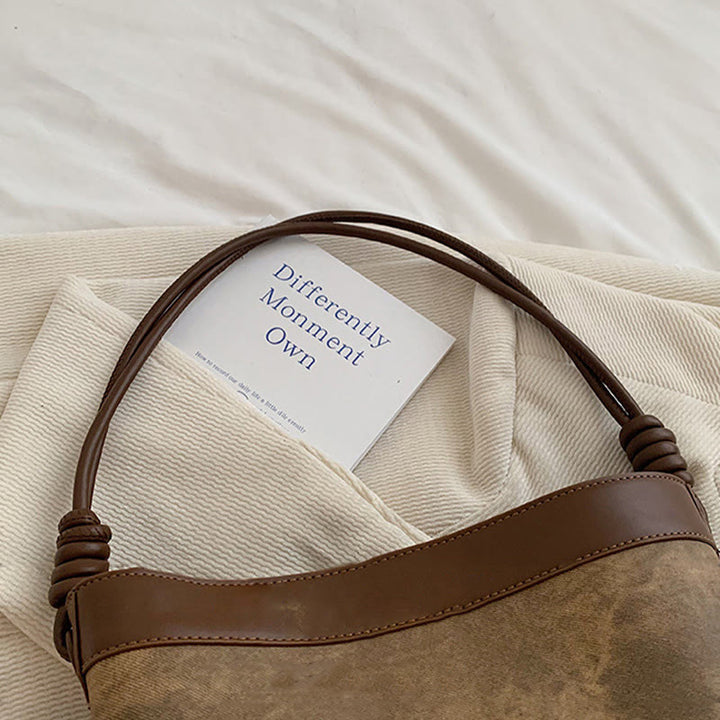 Vintage Bucket Bag für Damen aus veganem Leder für die Achsel