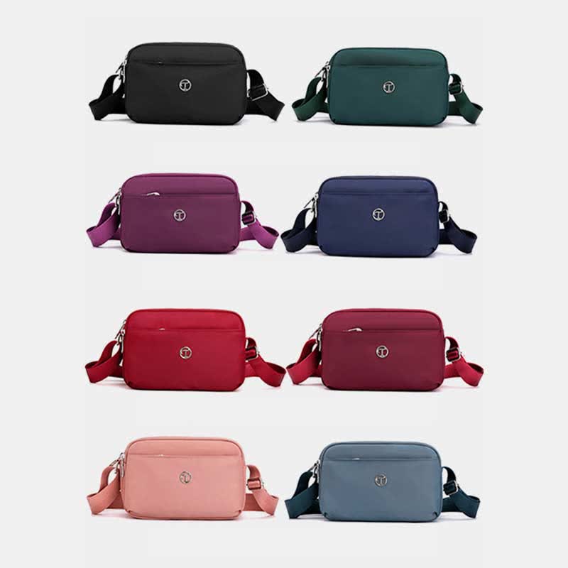 Kleine Umhängetasche mit dreifachem Reißverschluss für Damen, leichte, lässige Schultertasche