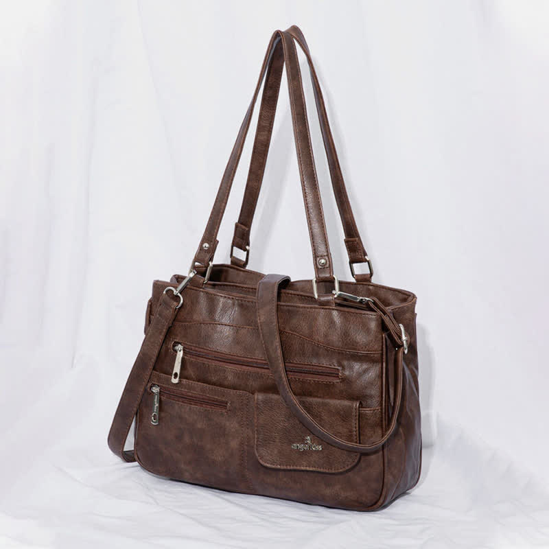 Schultertasche aus Kunstleder mit schweren Taschen und großer Kapazität
