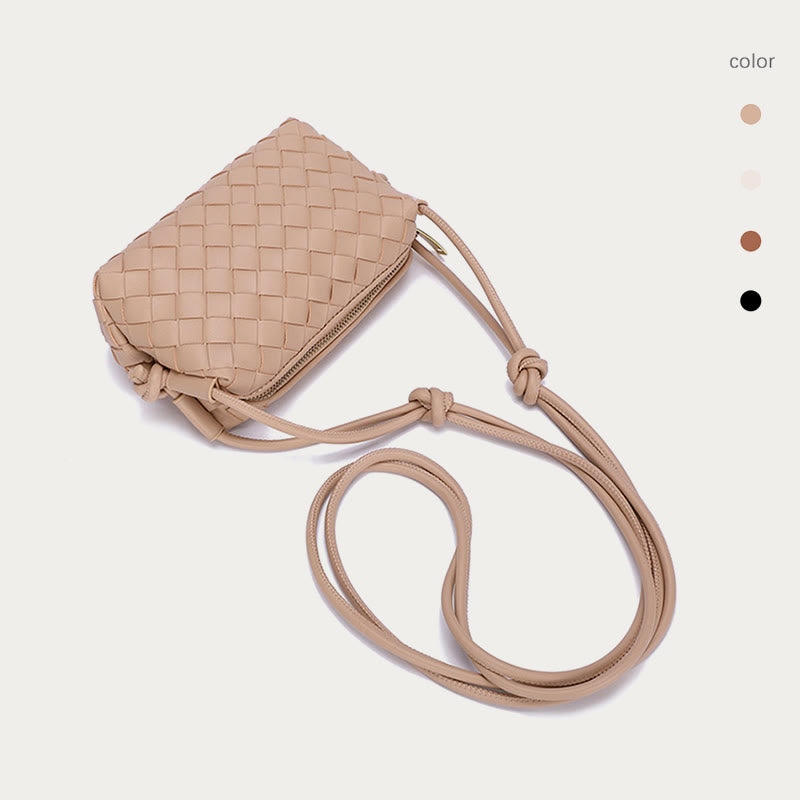 Umhängetasche für Damen, gestrickt, mit Karomuster, Handytasche