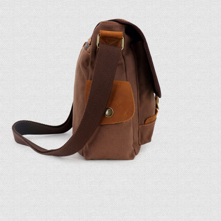Vintage Messenger Bag aus Canvas mit großem Fassungsvermögen 
